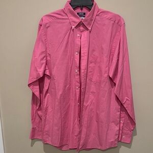 Izod Men's Pink Button-Down Dress Shirt with Chest Pocket